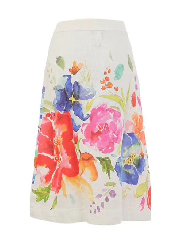 Dolcezza By Wild Curves: Spring Delight Art Linen Skirt