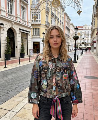 IPNG By Wild Curves: Denim Illusion 2D &amp; 3D Patchwork Jacket Front 1