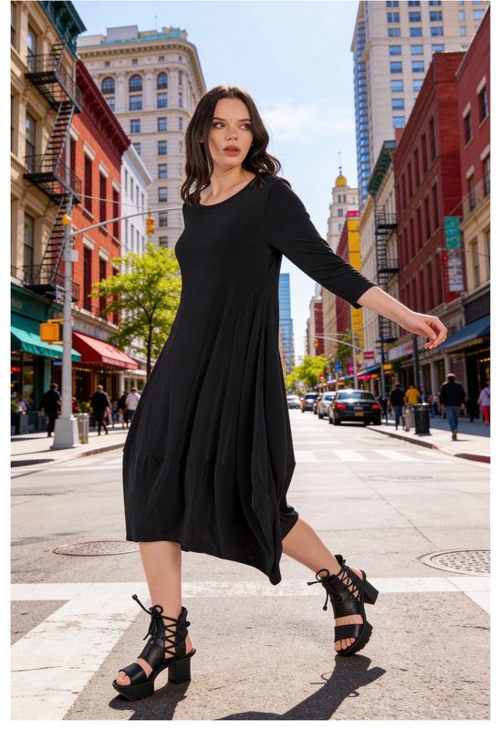 Kozan By Wild Curves: Demi Dress In Black Vogue