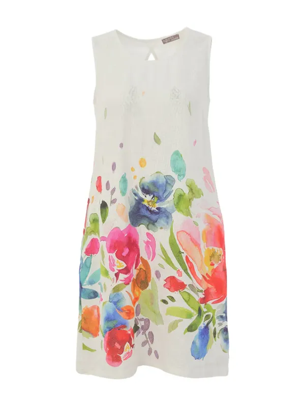 Dolcezza By Wild Curves: Spring Delight Art Linen Dress Front