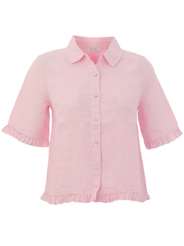 Dolcezza By Wild Curves: Linen Ruffles Blouse Front