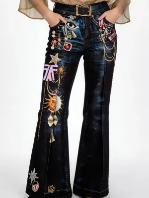 IPNG By Wild Curves: Jeanious Jewels Illusion Flared Pants