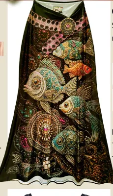 IPNG By Wild Curves: Bejeweled Fish Iridescent Mermaid Skirt Front