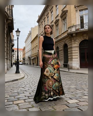 IPNG By Wild Curves: Bejeweled Fish Iridescent Mermaid Skirt Front 1