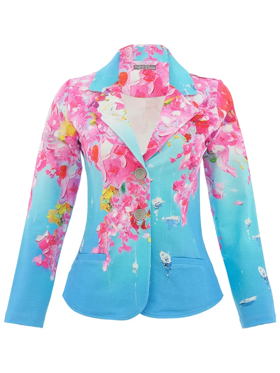 Dolcezza By Wild Curves: Summer In Santorini Art Blazer Front