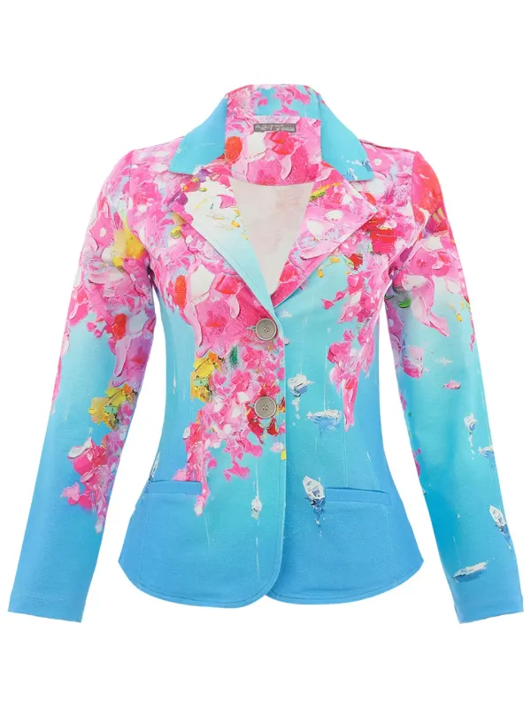 Dolcezza By Wild Curves: Summer In Santorini Art Blazer Front
