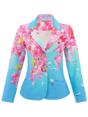 Dolcezza By Wild Curves: Summer In Santorini Art Blazer Front