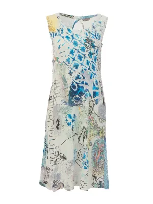Dolcezza by Wild Curves: Soft Denim Collage #46 Art Seersucker Dress Front