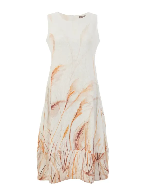 Dolcezza By Wild Curves: Reeds By The Shore Bubble Linen Dress Front