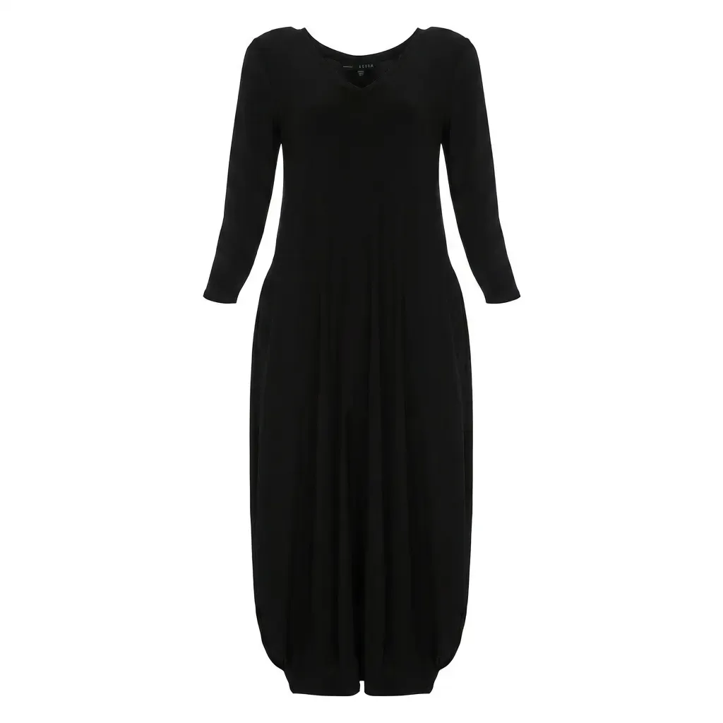 Kozan By Wild Curves: Truli Tulip Hem Dress In Black Kozan By Wild Curves: Truli Tulip Hem Dress In Black