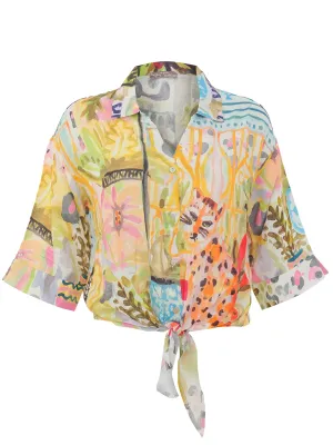Dolcezza By Wild Curves: Cheetah In The City Tied Art Blouse Front