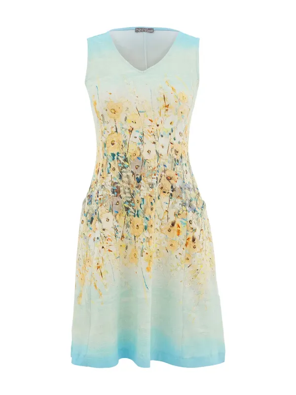 Dolcezza By Wild Curves: Shoreline Flowers Art Sundress Front 1