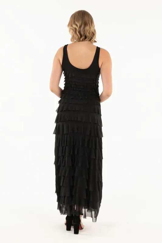 Isle Apparel By Wild Curves: Cha Cha Black Mesh Maxi Dress Back