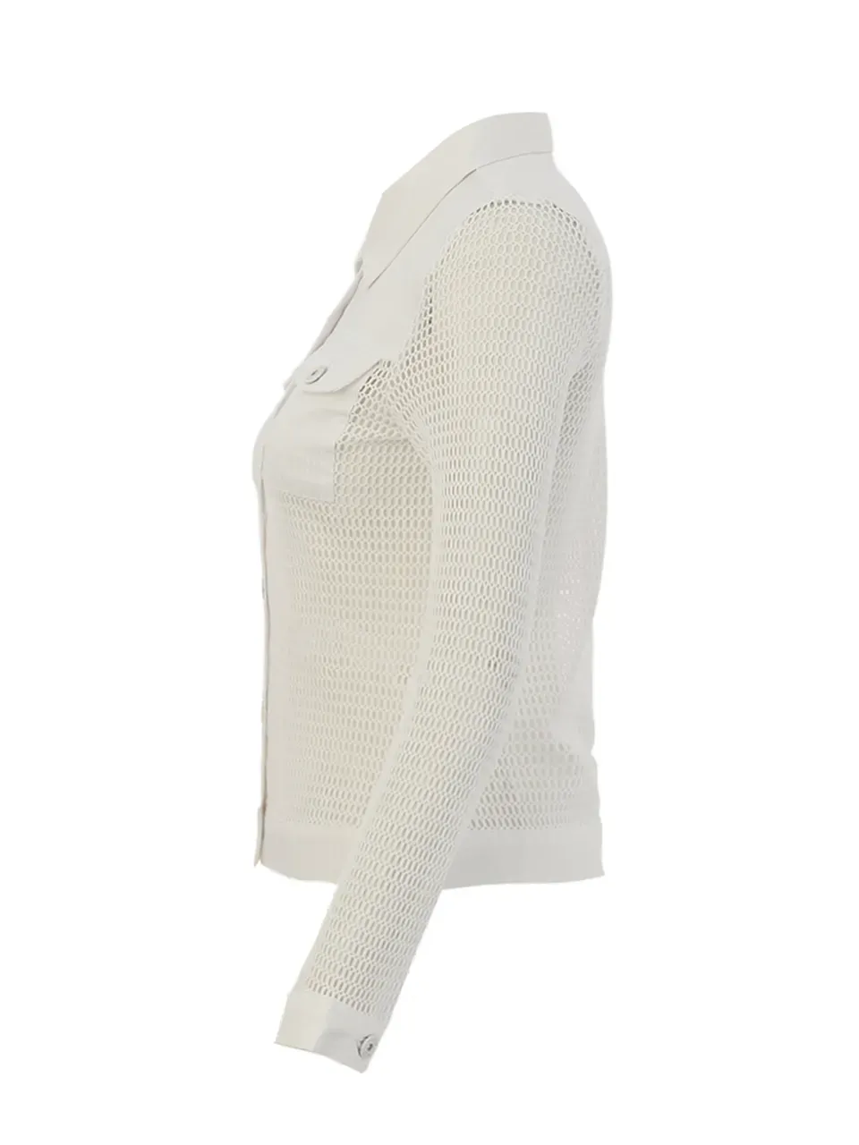 Dolcezza By Wild Curves: Netted Denim Jacket In White