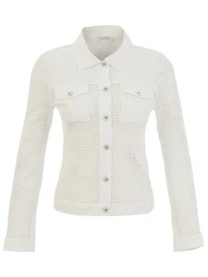 Dolcezza By Wild Curves: Netted Denim Jacket In White Front