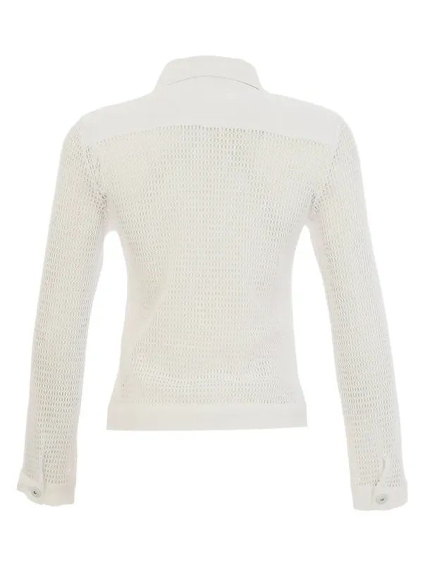 Dolcezza By Wild Curves: Netted Denim Jacket In White Back