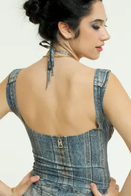 IPNG By Wild Curves: Western Black Jeanious Tank Top Back