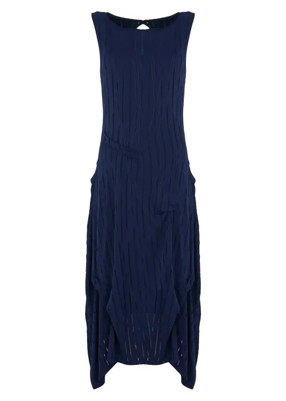 Kozan By Wild Curves: Cascading Rain Colony Dress In Kawa Blue (SH-1822) Front