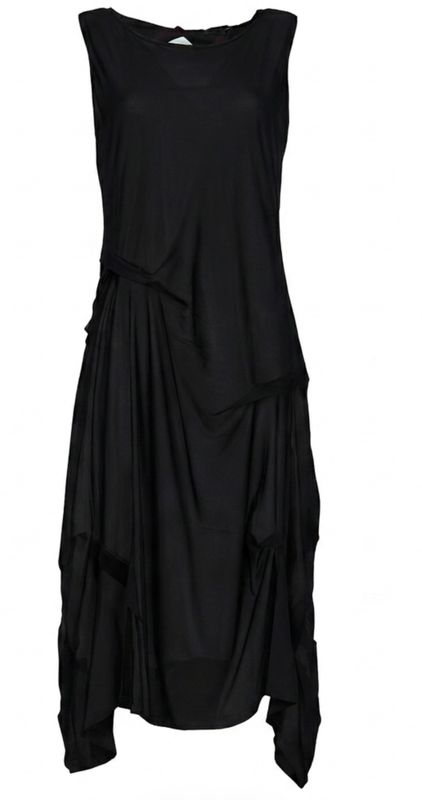 Kozan By Wild Curves: Cascading Colony Dress In Black (SH-1822)