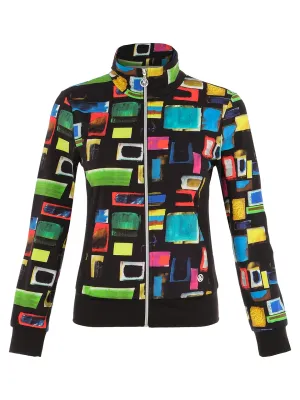 Dolcezza By Wild Curves: Colorful Windows Art Zip Up Jacket