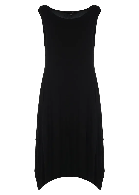 Kozan By Wild Curves: Curved Hemline Midaxi Dress In Black Front