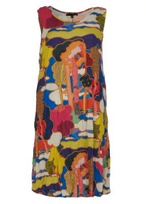 Kozan By Wild Curves: Crinkle Viscose Cody Dress In Misaki Art Front