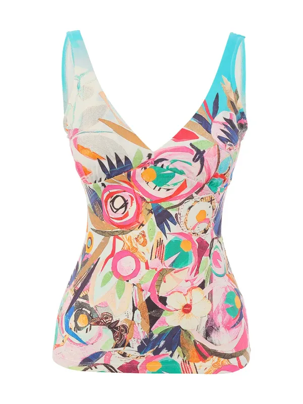 Dolcezza By Wild Curves: Daydream Art Tankini Top (26843) Front