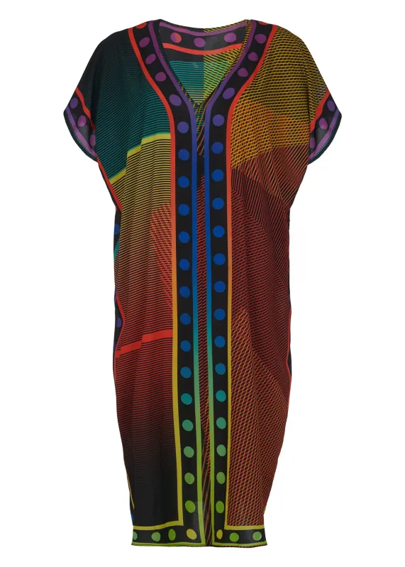 Kozan By Wild Curves: Kimono Khloe Dress In Mondrain Front 1