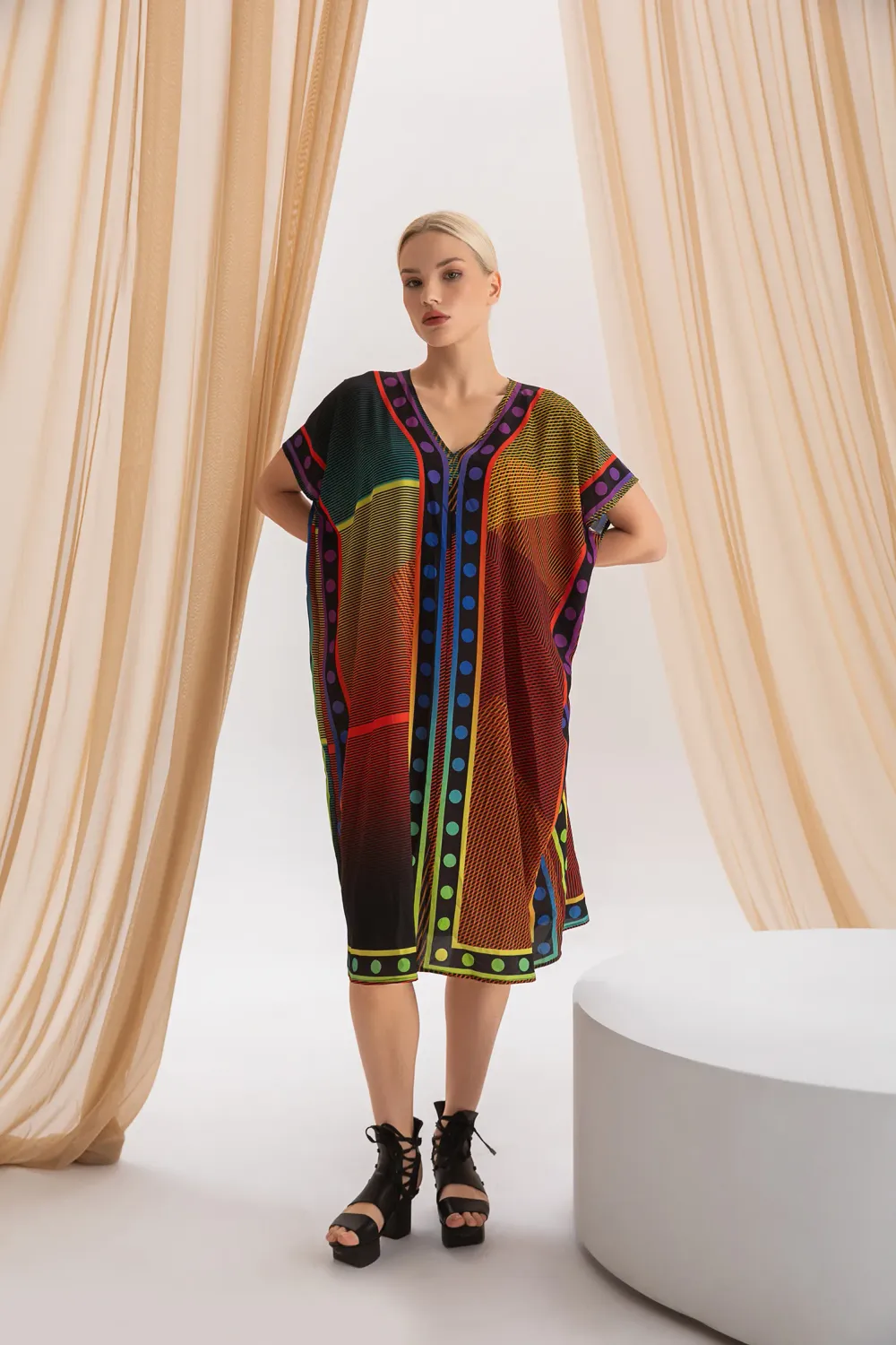 Kozan By Wild Curves: Kimono Khloe Dress In Mondrain