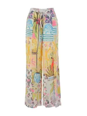 Dolcezza By Wild Curves: Cheetah In The City Art Wide Leg Beach Pants Front 1