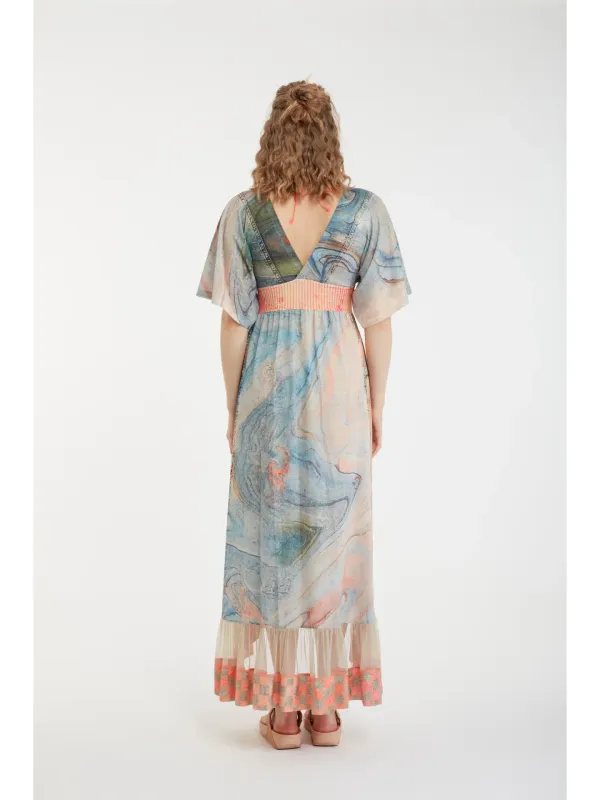 IPNG By Wild Curves: Sunisfaction SeaShells Illusion Kimono Dress Back