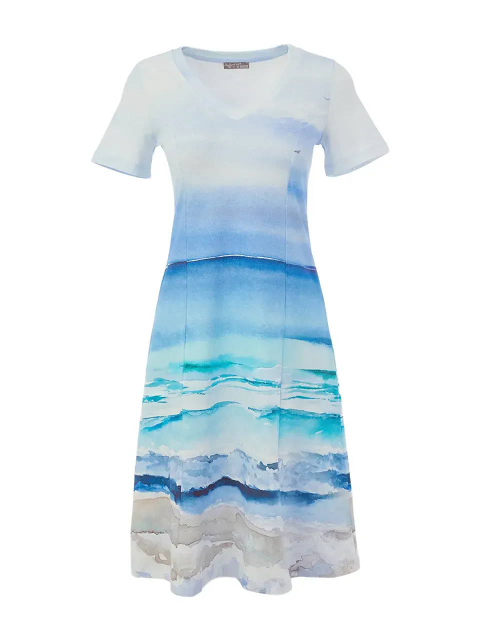 Dolcezza By Wild Curves: Seascape Art Flared Sundress (26633) Front