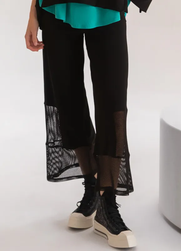 Kozan By Wild Curves: Layered Black Netted Mesh Mello Pant Kozan By Wild Curves: Layered Black Netted Mesh Mello Pant Front 1