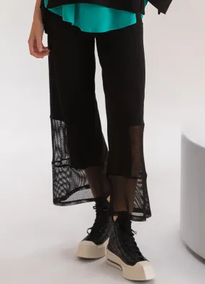 Kozan By Wild Curves: Layered Black Netted Mesh Mello Pant Front 1 