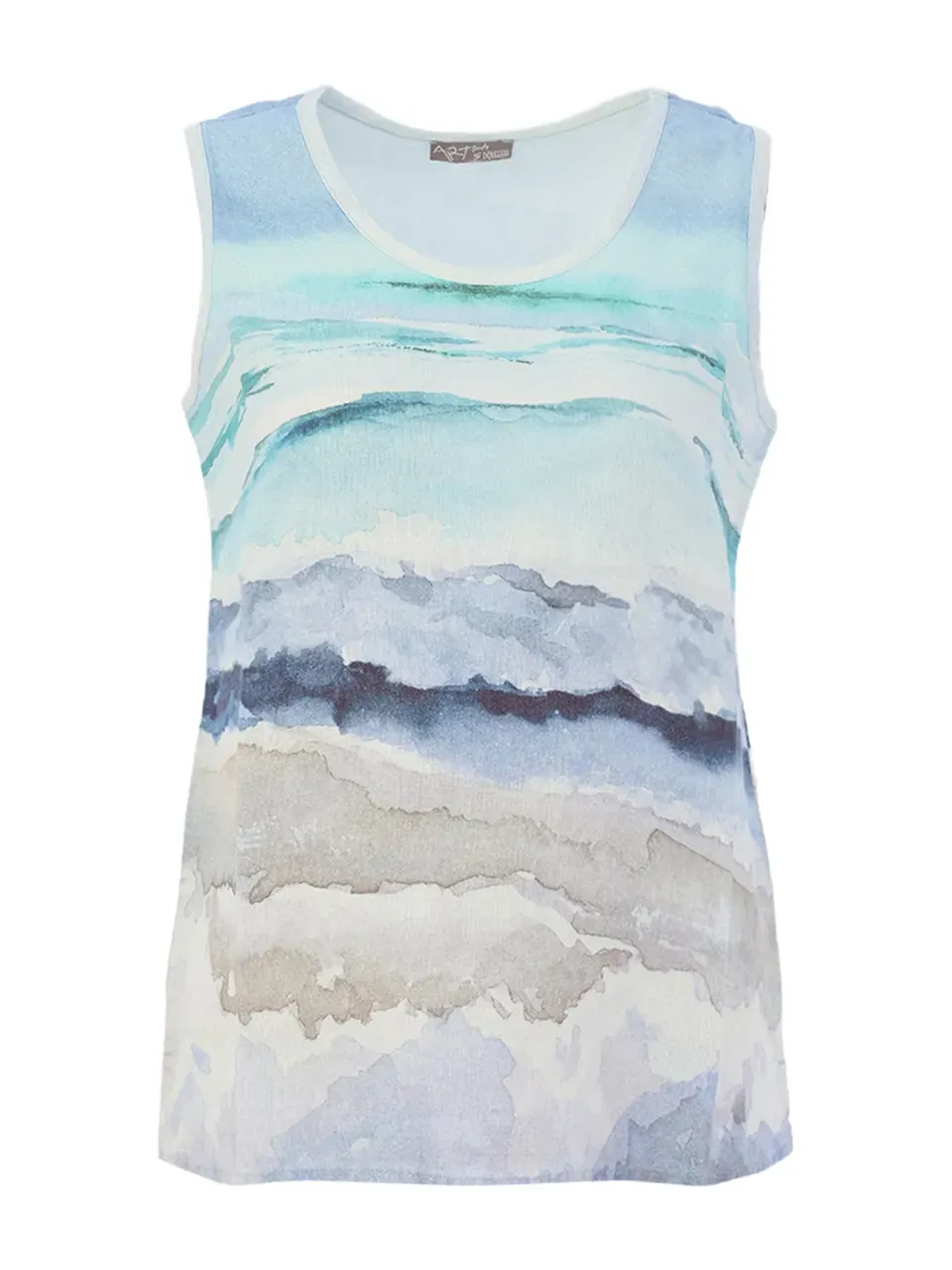 Dolcezza By Wild Curves: Seascape Linen Tank Top (26632) Front
