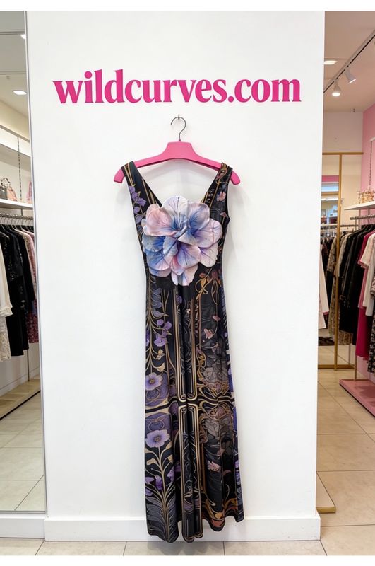 IPNG By Wild Curves: Queen Of The Vines Flared Maxi Gown Front