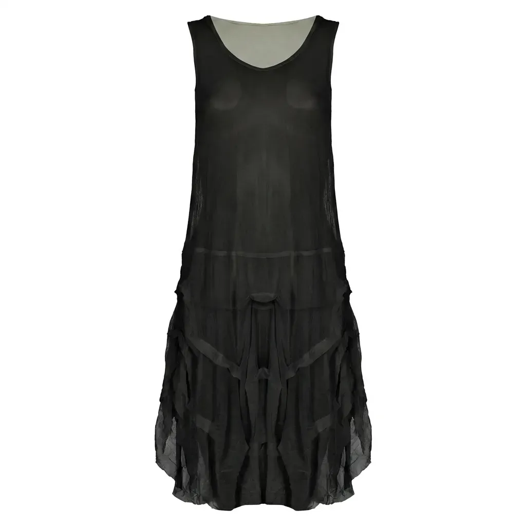 Kozan By Wild Curves: Black Mesh Milan Tunic Front