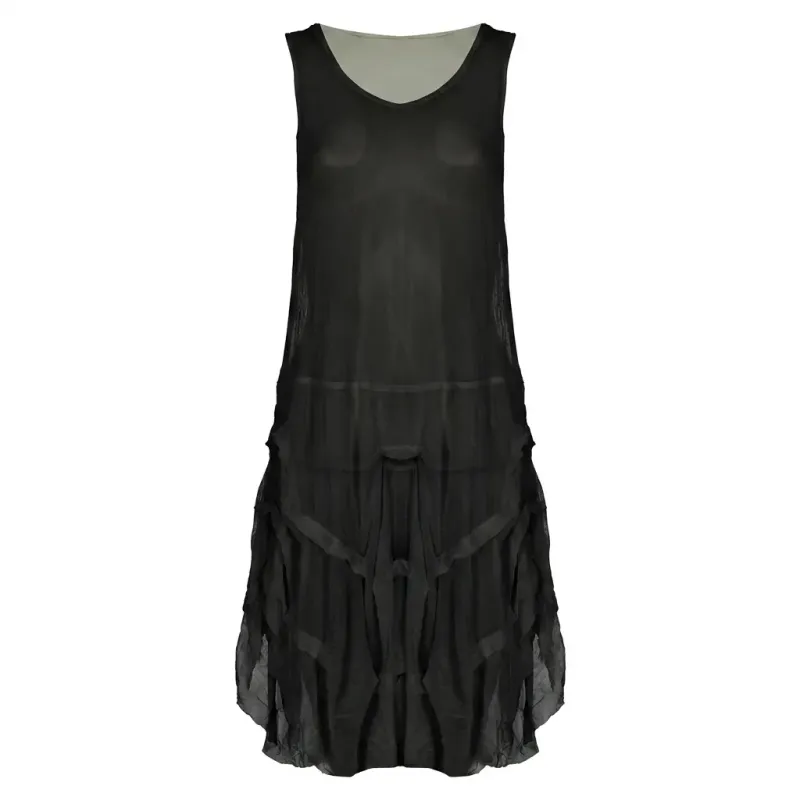 Kozan By Wild Curves: Black Mesh Milan Tunic Kozan By Wild Curves: Black Mesh Milan Tunic Front