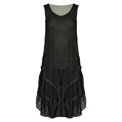 Kozan By Wild Curves: Black Mesh Milan Tunic Front
