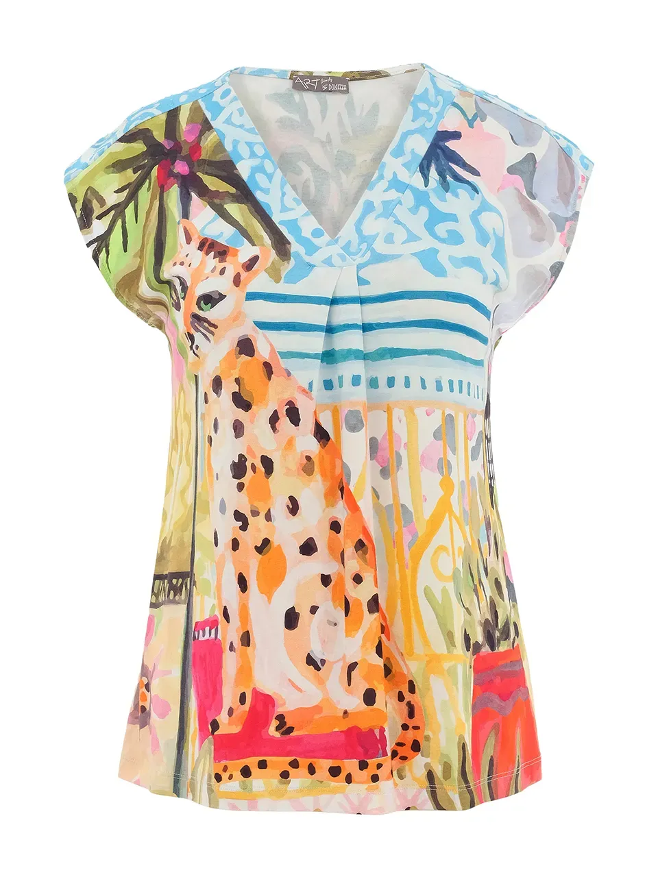 Dolcezza By Wild Curves: Cheetah In The City V-Neck Top (26711) Front