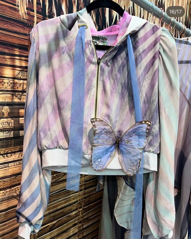 IPNG By Wild Curves: 3D Butterfly Garden Hoody Puff Jacket Front