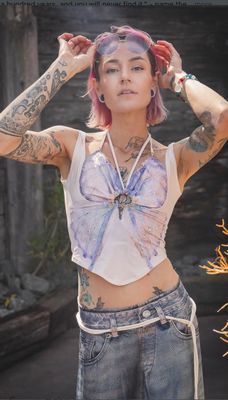 IPNG By Wild Curves: Washed Out Butterfly Bodice Illusion Top