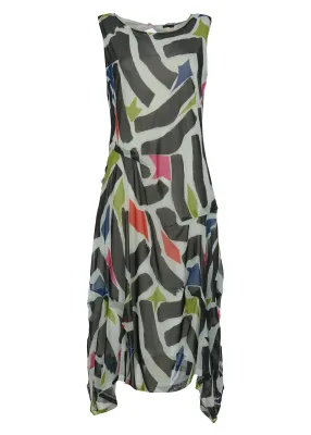 Kozan By Wild Curves: Cascading Colony Dress In Geo Ribbons Front