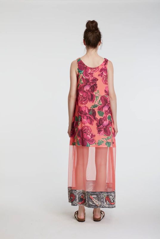 IPNG By Wild Curves: Red Hot Pink Rose Illusion Dress