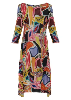 Kozan by Wild Curves: Demi Dress In Abstract Leaf Back