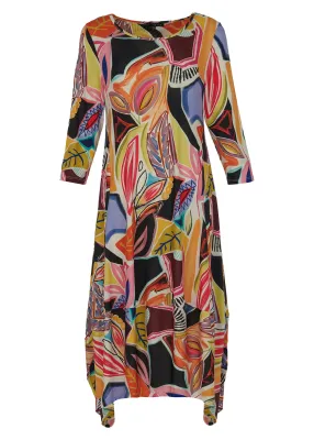 Kozan by Wild Curves: Demi Dress In Abstract Leaf Front