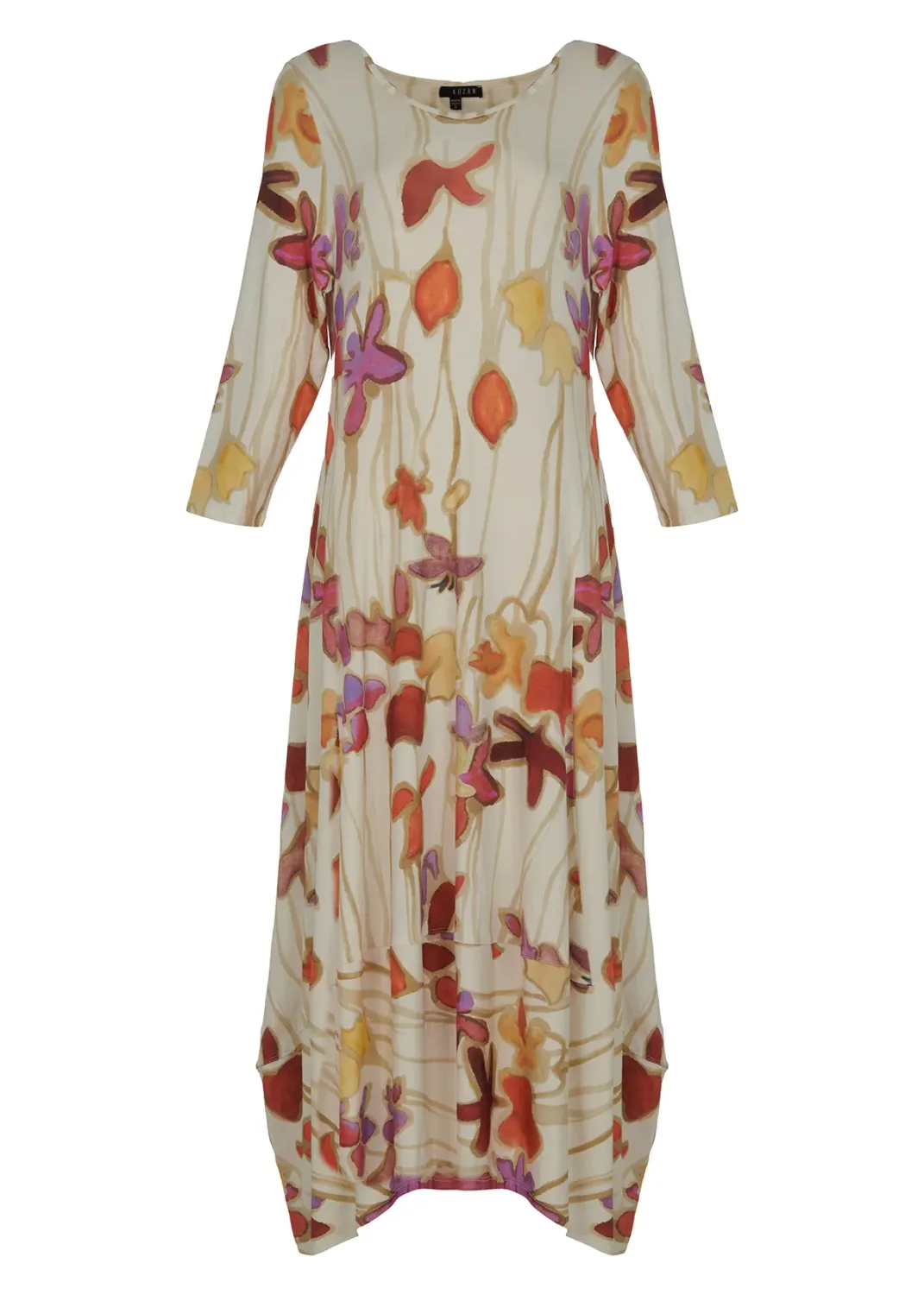 Kozan By Wild Curves: Tencel Viscose Demi Dress In Floret Front