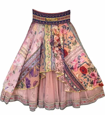 IPNG By Wild Curves: I Blooms Illusion Flared Midi Skirt