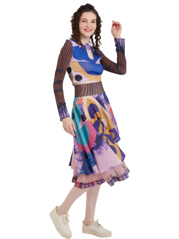 IPNG By Wild Curves: Good Vibrations Illusion Flared Midi Skirt Side 