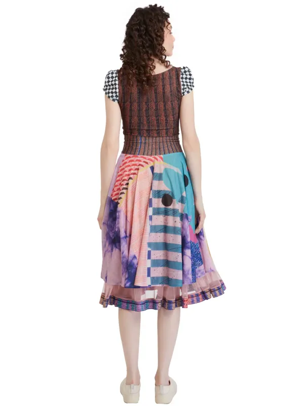 IPNG By Wild Curves: Good Vibrations Illusion Flared Midi Skirt Back